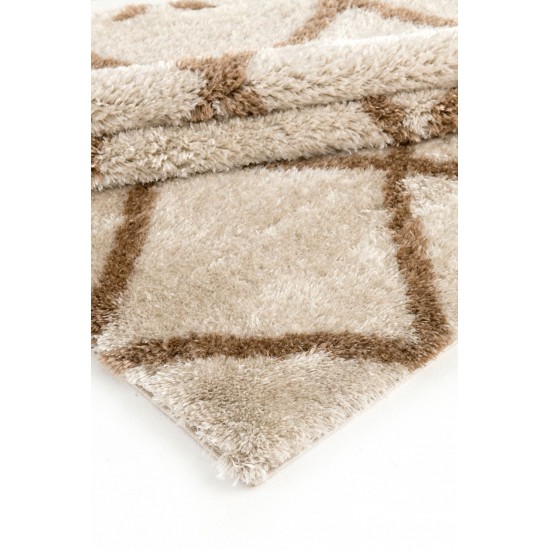Plush-Shag Copper Diamond-Ls11107-Cream-5.3 X 7.6 Area Rug