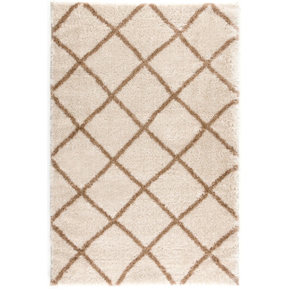 Plush-Shag Copper Diamond-Ls11107-Cream-7.10 X 10.6 Area Rug