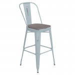 Green-Bl Metal Stool-Gray Seat