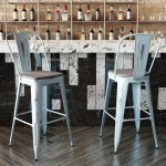 Green-Bl Metal Stool-Gray Seat