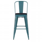 Blue-Tl Metal Stool-Black Seat