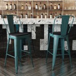 Blue-Tl Metal Stool-Black Seat