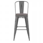 Silver Metal Stool-Gray Seat