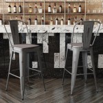 Silver Metal Stool-Gray Seat