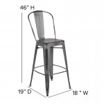 Silver Metal Stool-Gray Seat