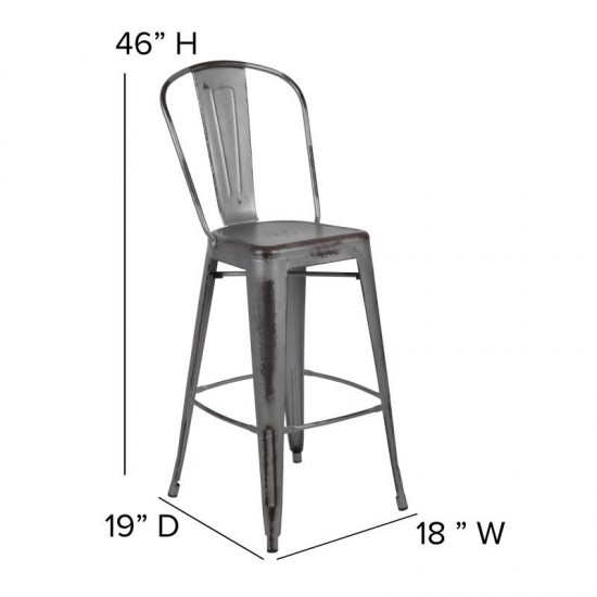 Silver Metal Stool-Gray Seat