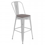 White Metal Stool-Gray Seat