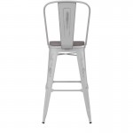 White Metal Stool-Gray Seat