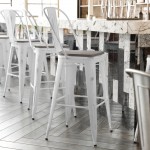 White Metal Stool-Gray Seat