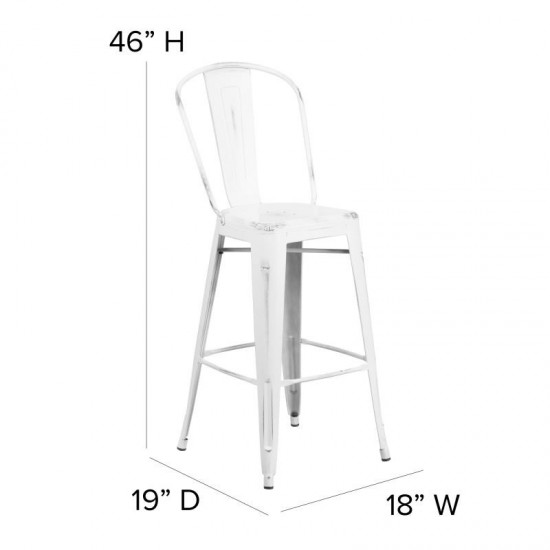 White Metal Stool-Gray Seat