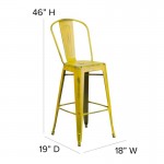 Yellow Metal Stool-Teak Seat