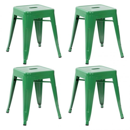 4 Pack Green Metal Stool