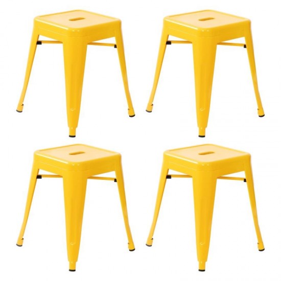 4 Pack Yellow Metal Stool