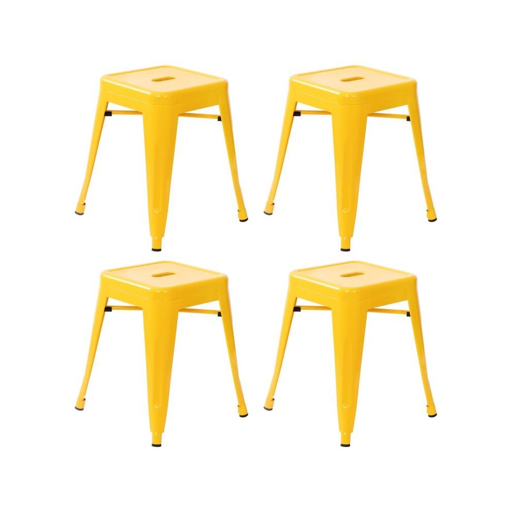 4 Pack Yellow Metal Stool