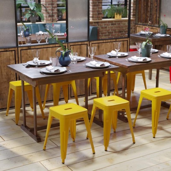 4 Pack Yellow Metal Stool