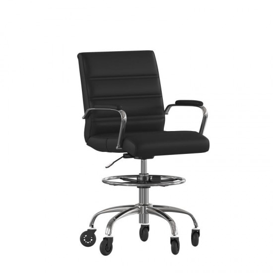 Lexi Mid-Back Black LeatherSoft Drafting Chair