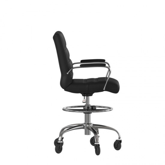 Lexi Mid-Back Black LeatherSoft Drafting Chair