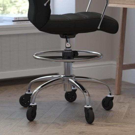 Lexi Mid-Back Black LeatherSoft Drafting Chair