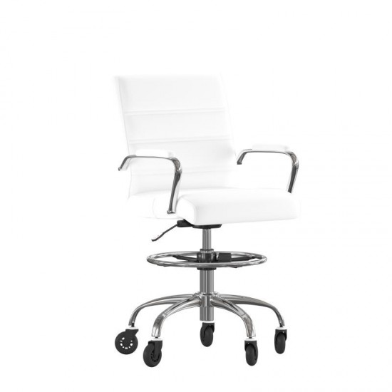 Lexi Mid-Back White LeatherSoft Drafting Chair