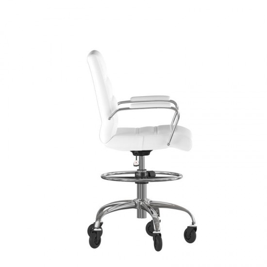 Lexi Mid-Back White LeatherSoft Drafting Chair