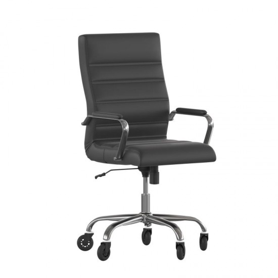High Back Black LeatherSoft Executive Swivel Office Chair with Chrome Frame