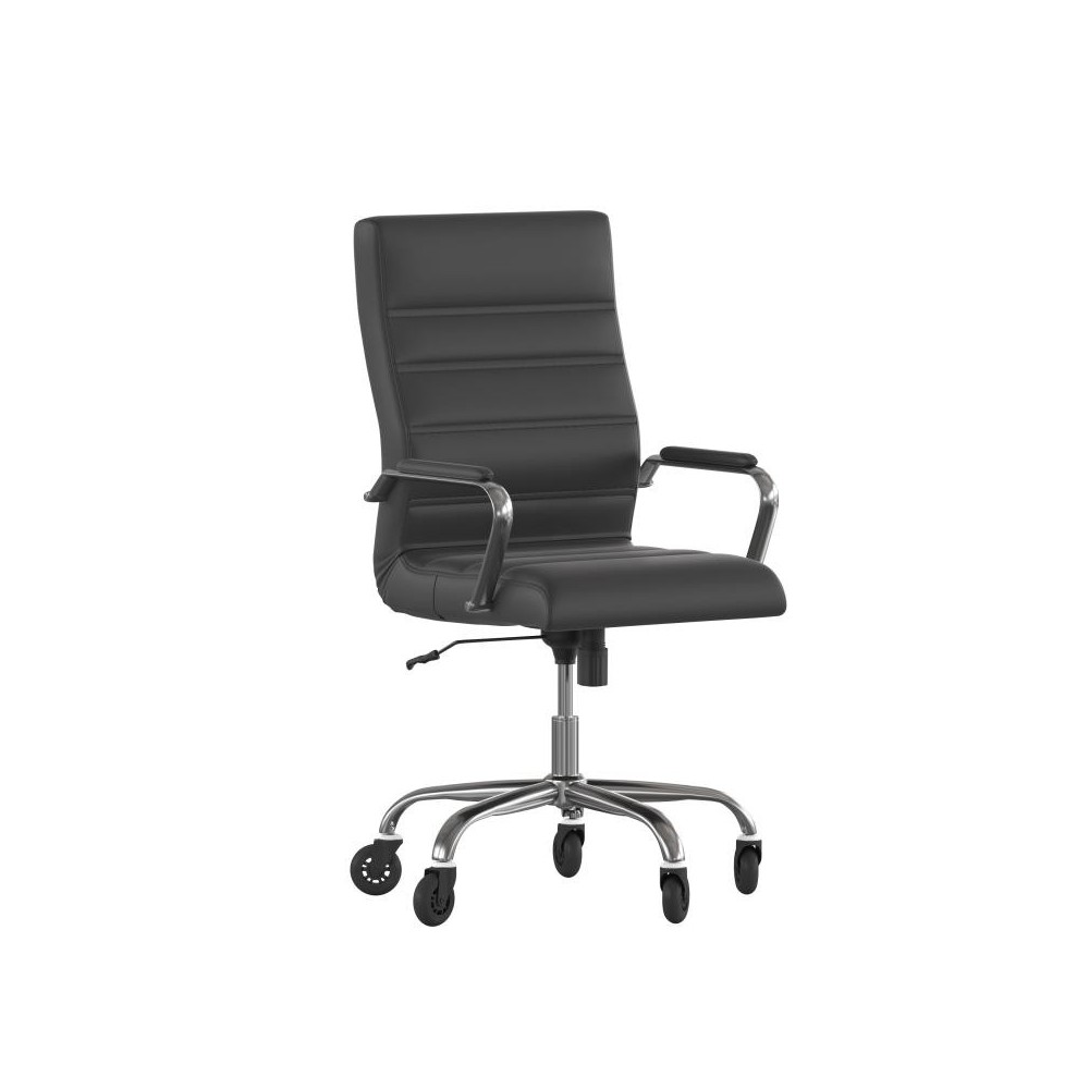 High Back Black LeatherSoft Executive Swivel Office Chair with Chrome Frame