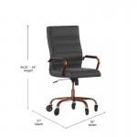 Whitney Black LeatherSoft Executive Swivel Office Chair with Rose Gold Frame