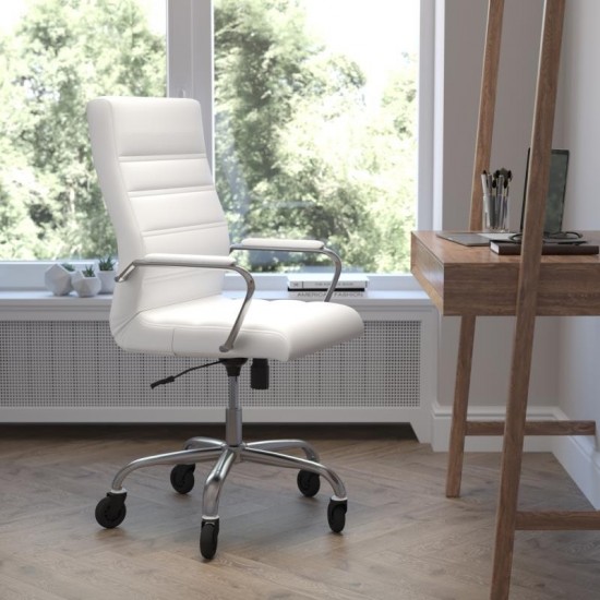 Whitney High Back White LeatherSoft Executive Swivel Office Chair