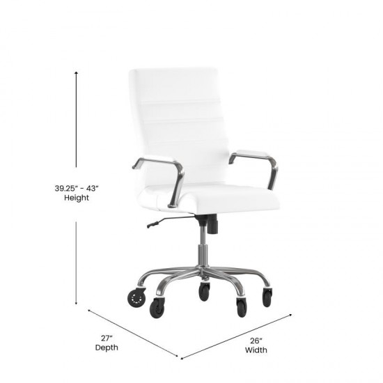 Whitney High Back White LeatherSoft Executive Swivel Office Chair