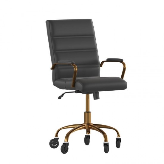 Black LeatherSoft with Gold Frame Chair