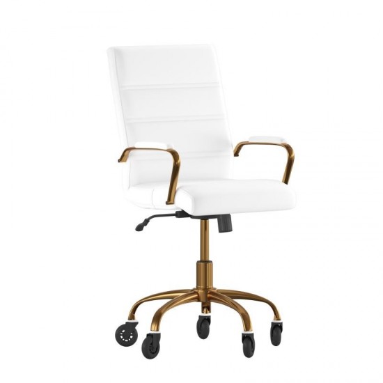 White LeatherSoft with Gold Frame Chair