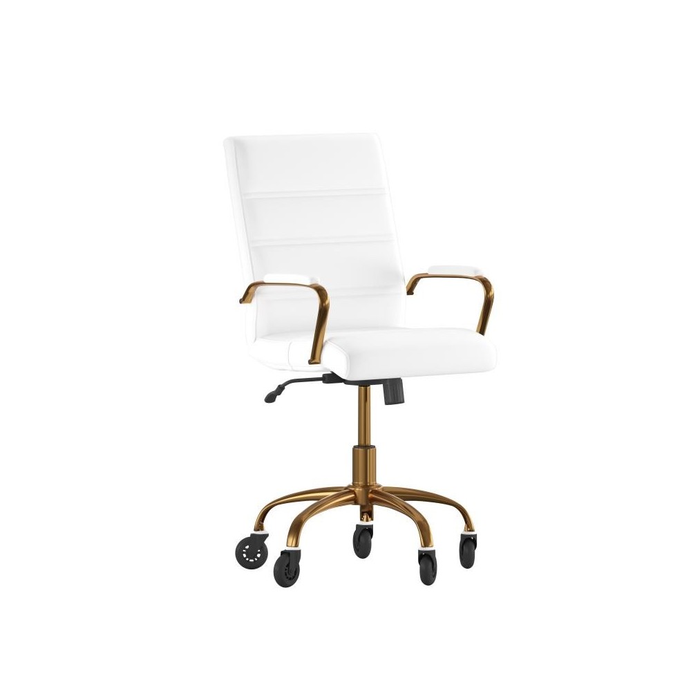 White LeatherSoft with Gold Frame Chair