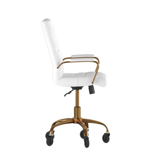 White LeatherSoft with Gold Frame Chair