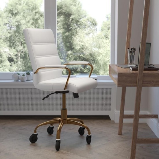 White LeatherSoft with Gold Frame Chair