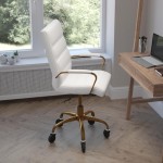 White LeatherSoft with Gold Frame Chair