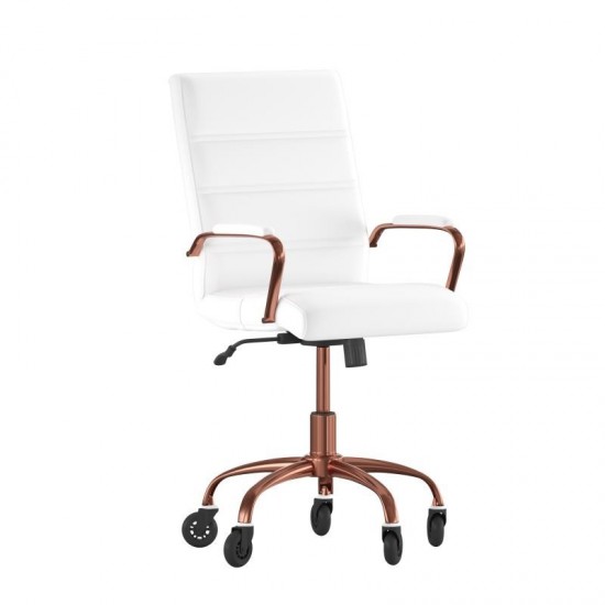 White LeatherSoft with Rose Gold Frame Chair