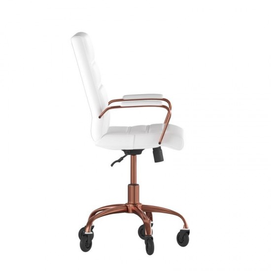 White LeatherSoft with Rose Gold Frame Chair