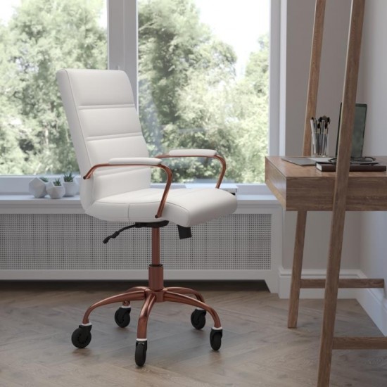 White LeatherSoft with Rose Gold Frame Chair