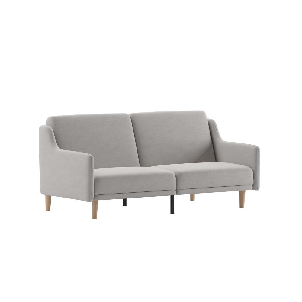 Gray Faux Linen Sofa Futon