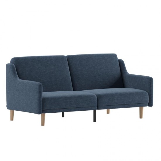 Navy Faux Linen Sofa Futon