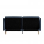 Navy Faux Linen Sofa Futon
