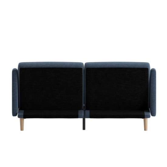 Navy Faux Linen Sofa Futon