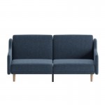 Navy Faux Linen Sofa Futon