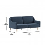 Navy Faux Linen Sofa Futon