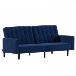 Carter Premium Tufted Split Back Navy Velvet Futon Sofa