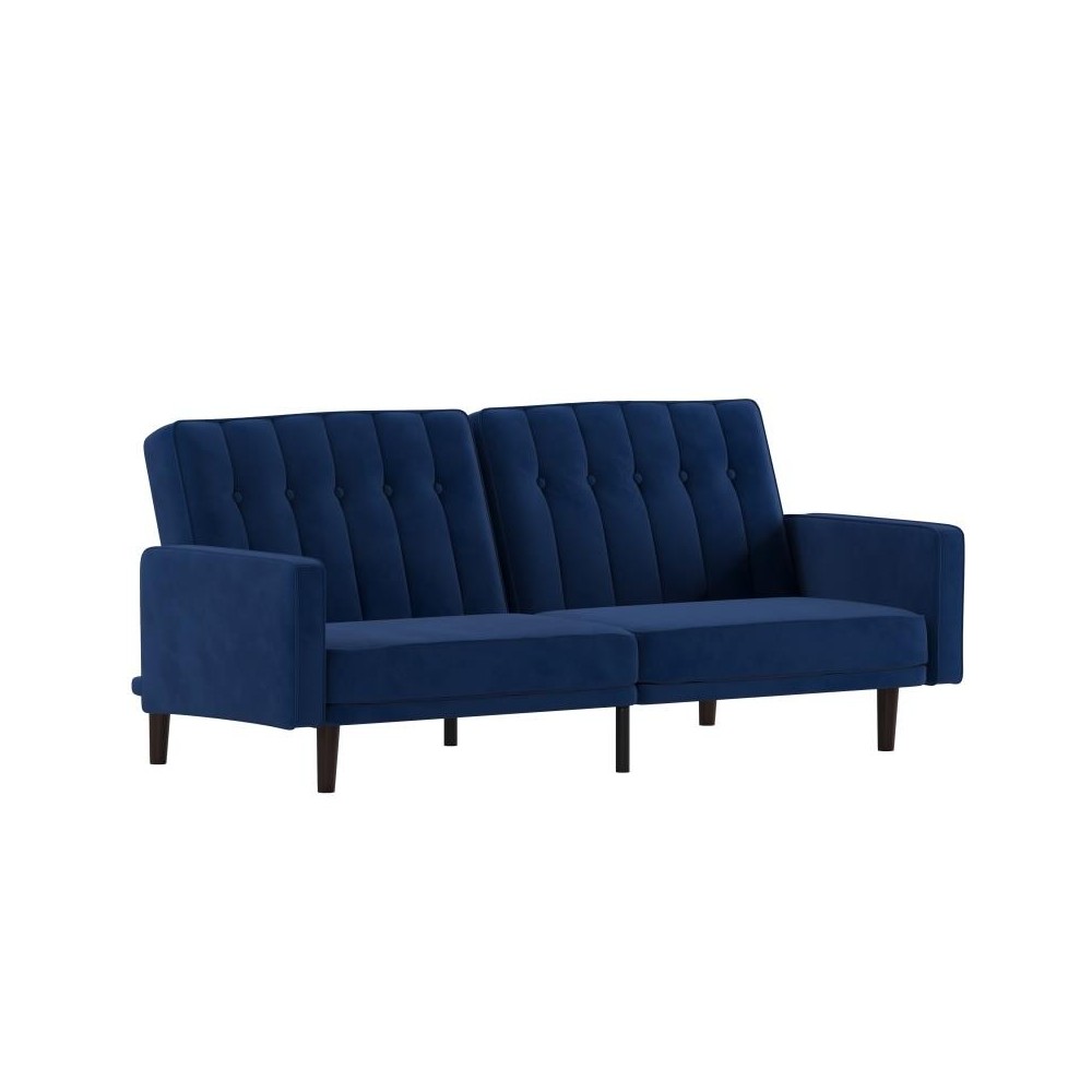 Carter Premium Tufted Split Back Navy Velvet Futon Sofa