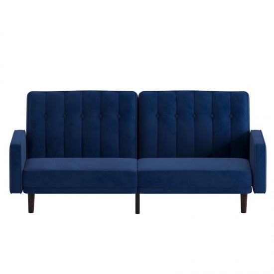 Carter Premium Tufted Split Back Navy Velvet Futon Sofa