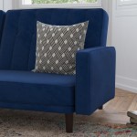 Carter Premium Tufted Split Back Navy Velvet Futon Sofa