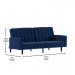 Carter Premium Tufted Split Back Navy Velvet Futon Sofa