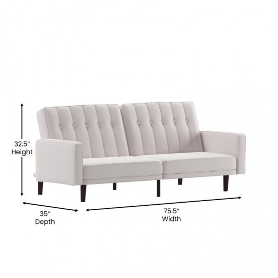 Stone Faux Linen Futon Sofa